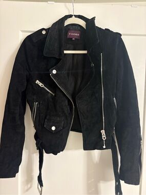 Vigoss Black Suede Asymmetrical Moto Jacket